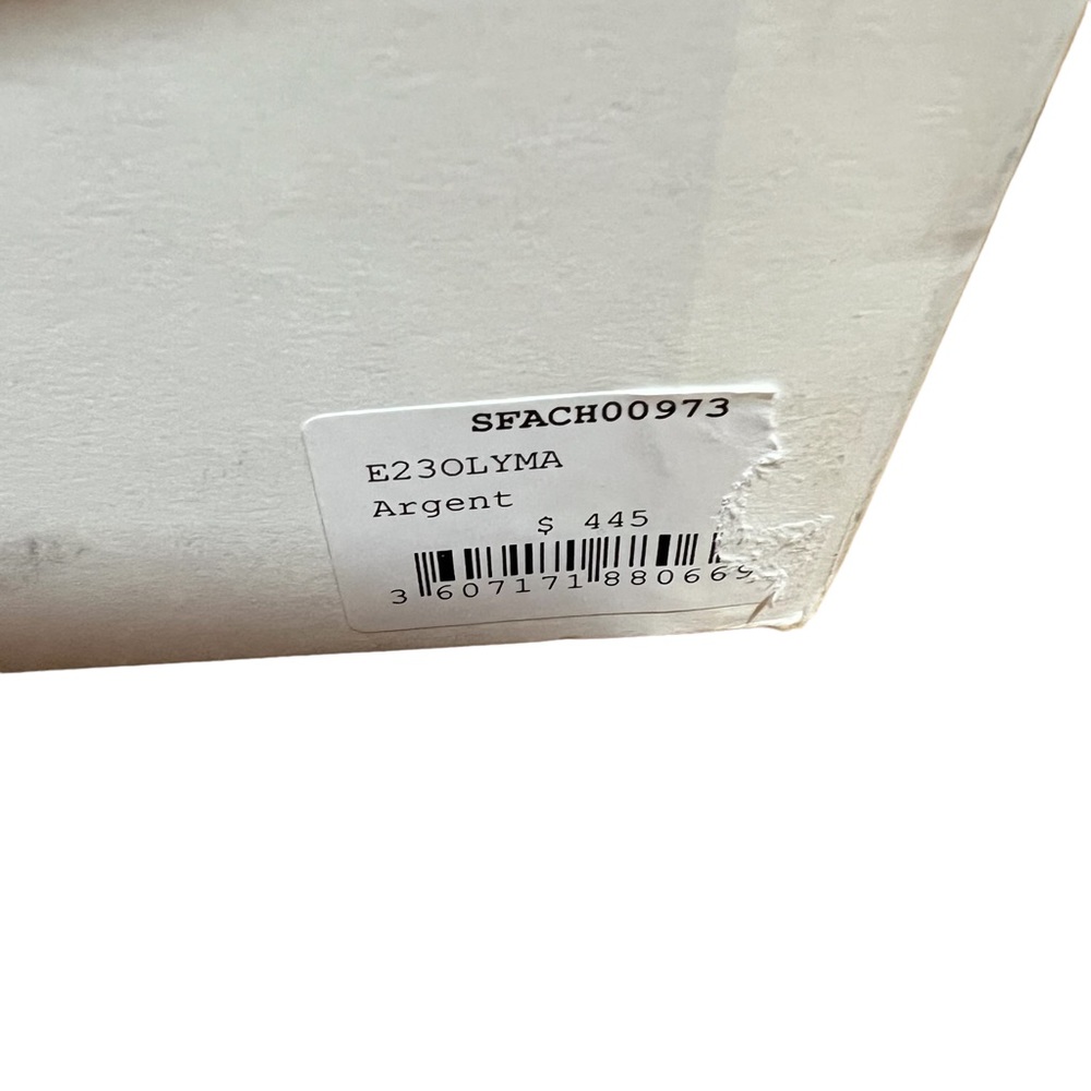 NIB NEW Sandro Faye Argent Snakeskin Embossed Leather Strappy Sandals - Picture 11 of 13